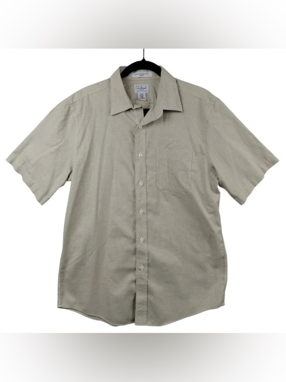 L.L. Bean Men's Short-Sleeve Button-Down Shirt in Light Beige
